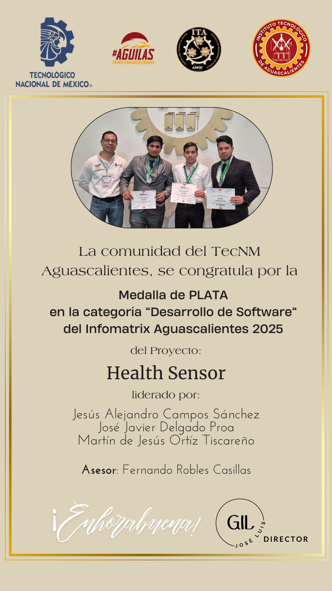 2025, Medalla de Plata de Healt Sensor en el Infomatrix Aguascalientes 2025