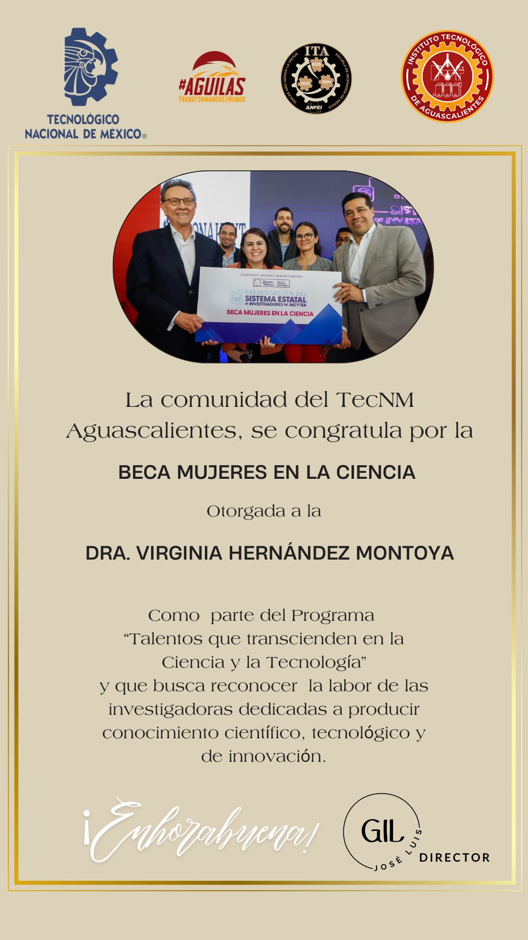2025, Beca Mujeres en la Ciencia para la Dra. Virginia Hernández Montoya