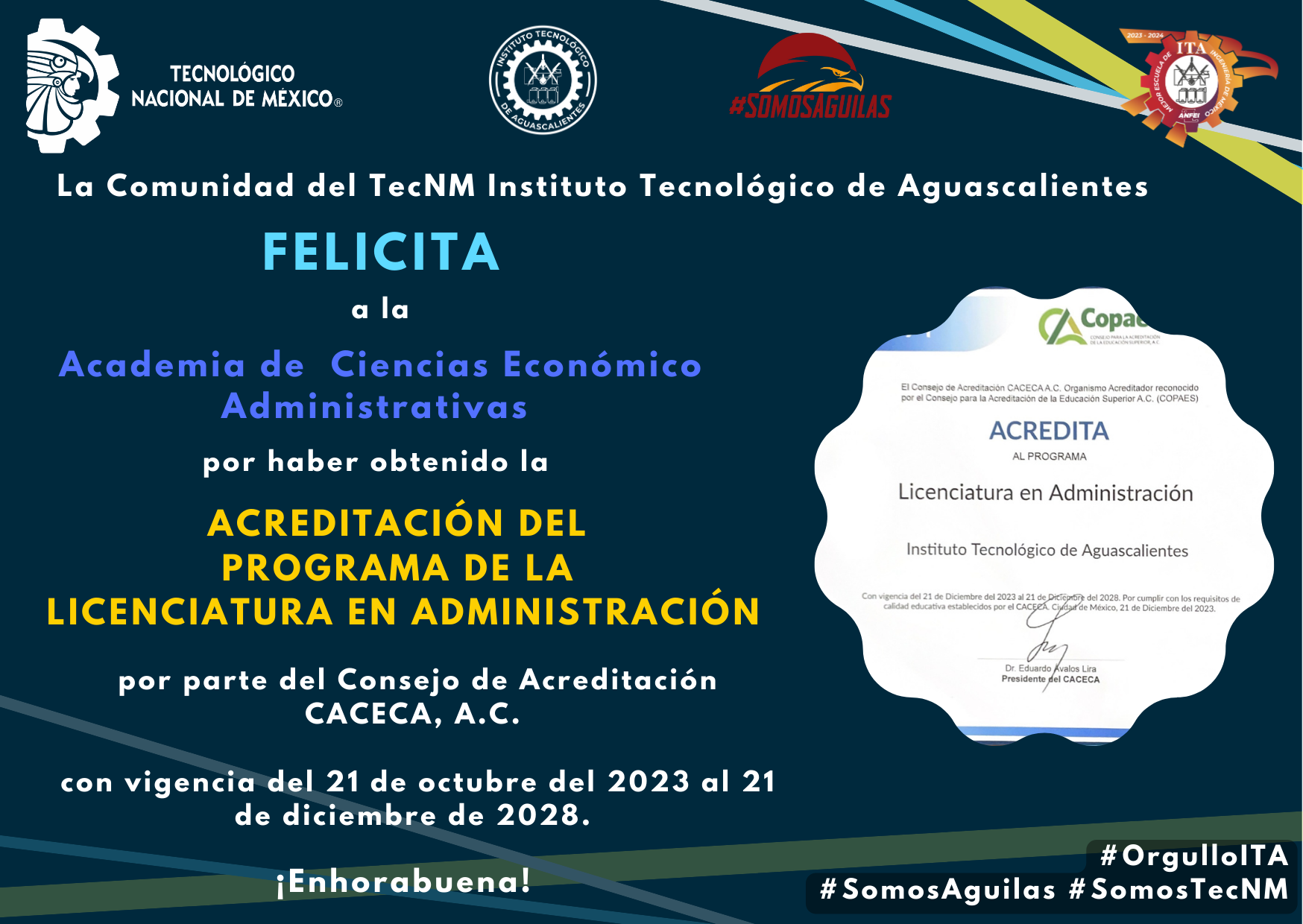 2024, Felicitación Acreditación Lic. en Administración