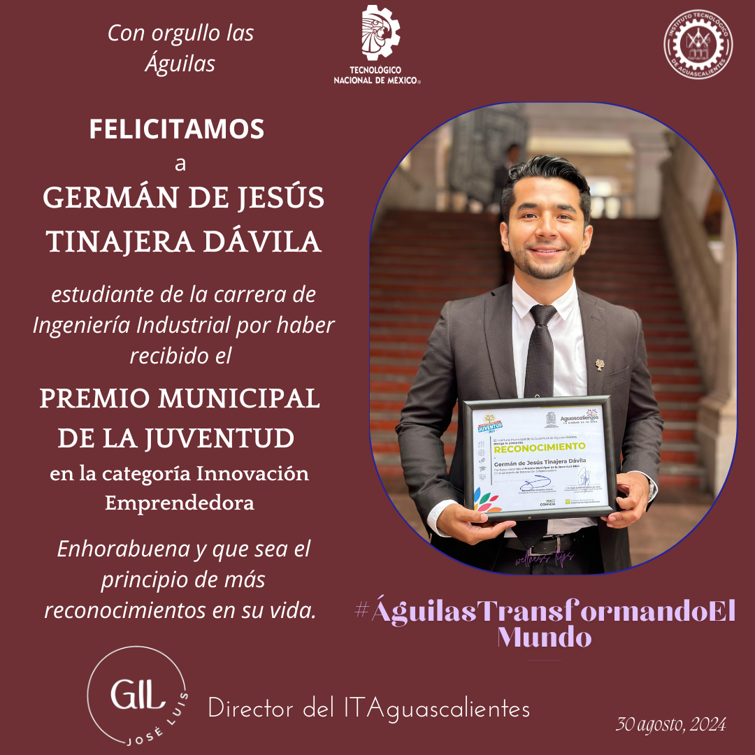 2024, FELICITACIÓN PREMIO MUNICIPAL DE LA JUVENTUD,  INNOVACIÓN EMPRENDEDORA