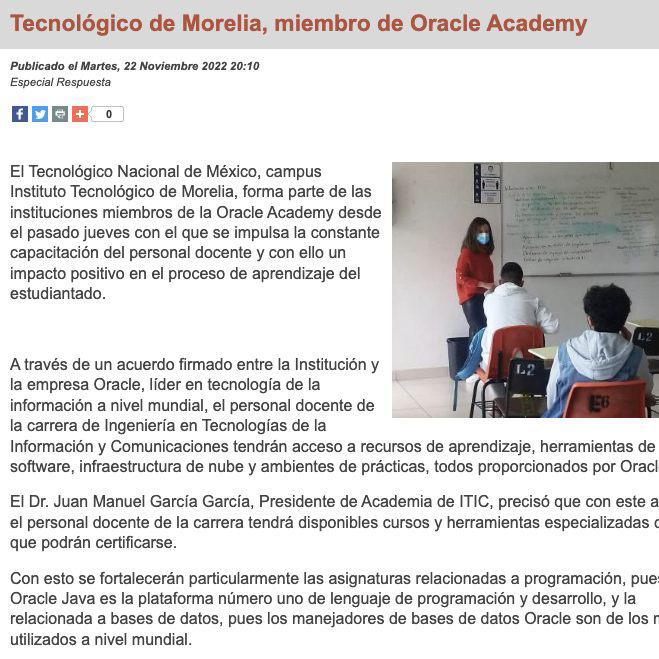 ITM miembro de Oracle Academy