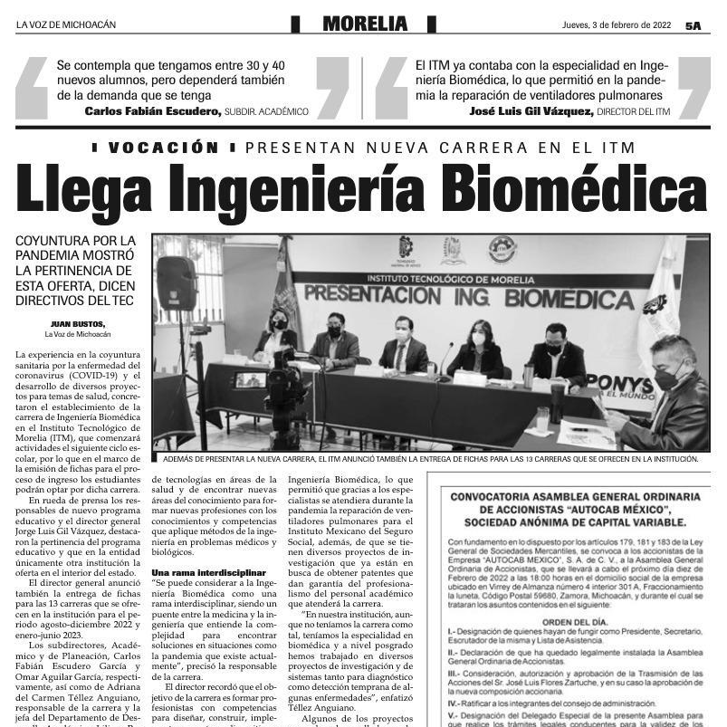 Apertura Ingeniería Biomédica