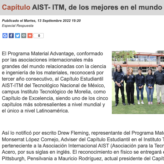 Reconocimiento Capítulo AIST