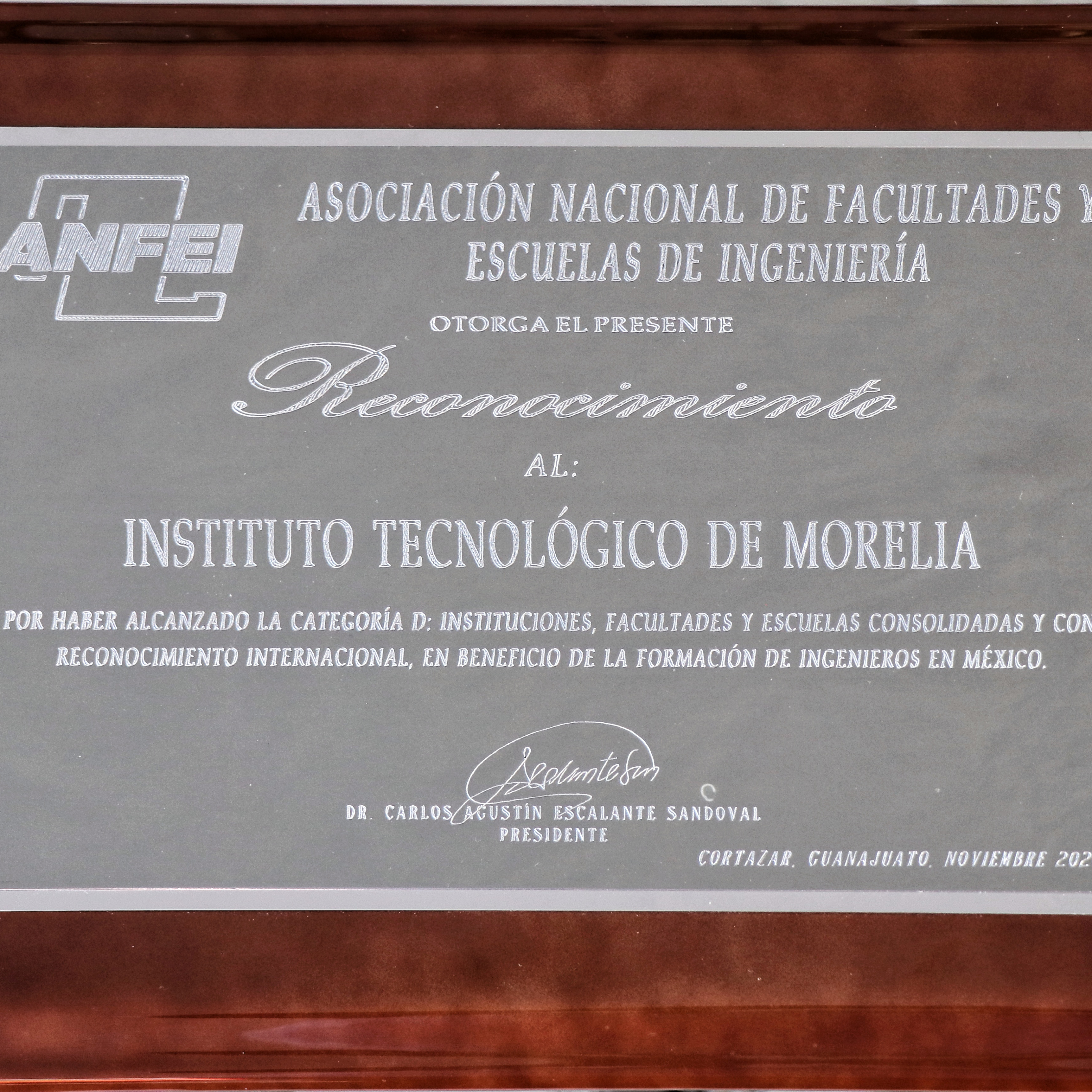 2020, 2° RECONOCIMIENTO ANFEI MEJOR ESCUELA INGENIERÍA