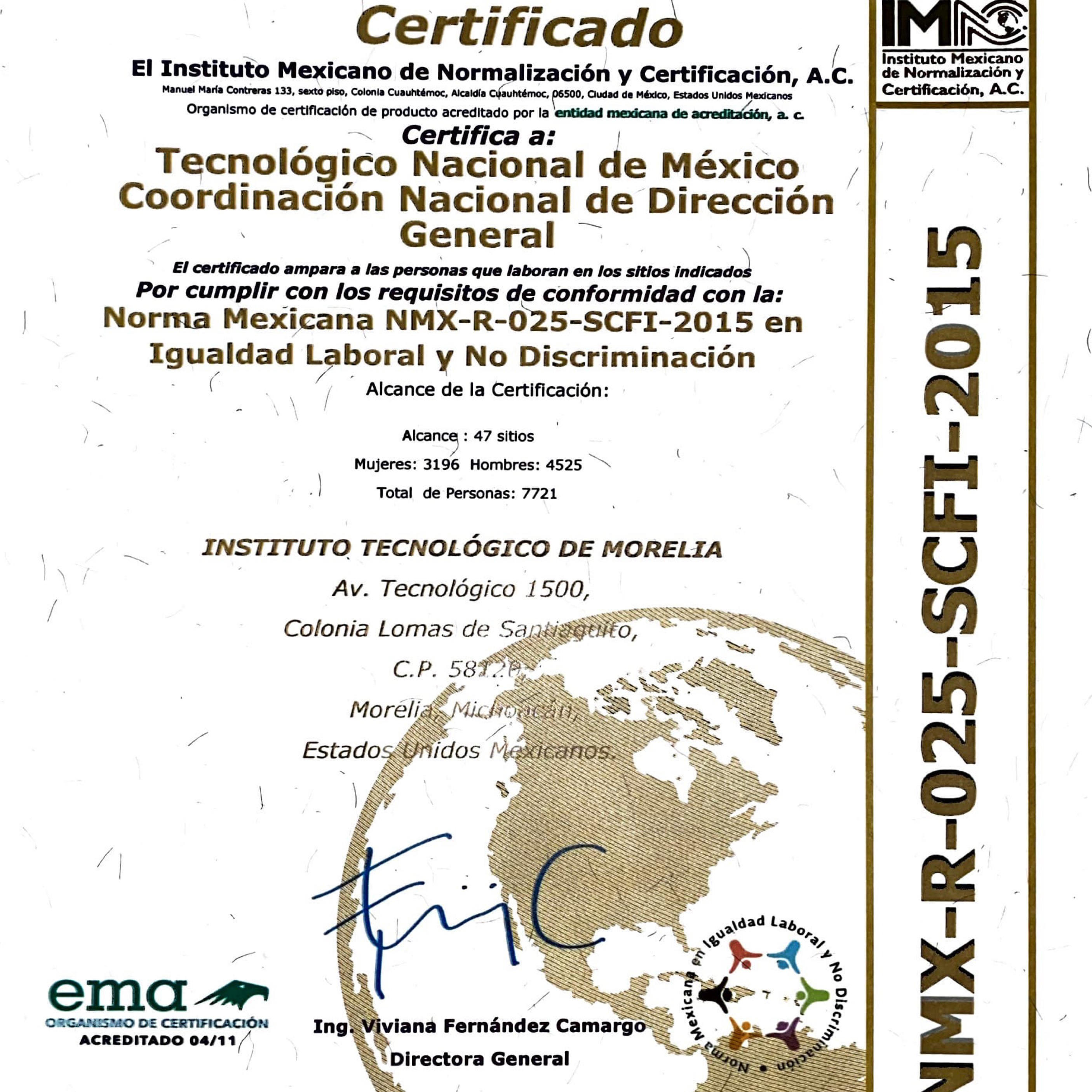 2022, Certificación de igualdad laboral